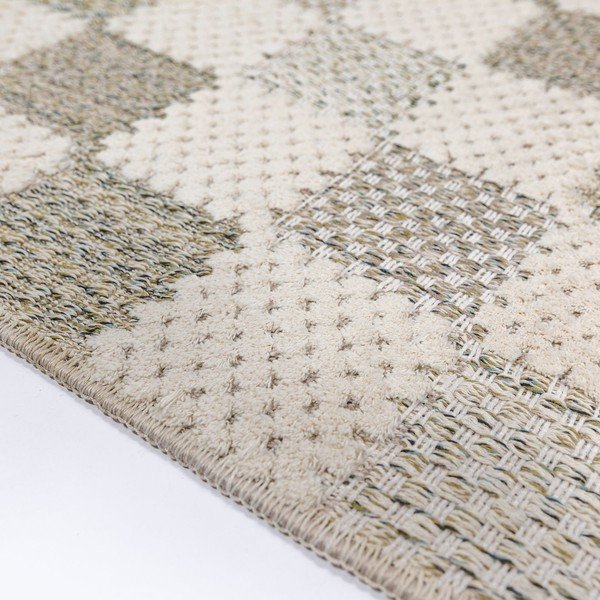 Passatoia verde in misto cotone lavabile 80x230 cm Muted Checkerboard – Flair Rugs-image-2