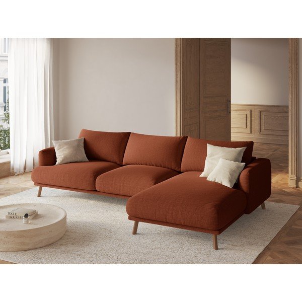 Divano angolare color terracotta (con penisola a destra/con chaise lounge) Naomi – Micadoni -image-1