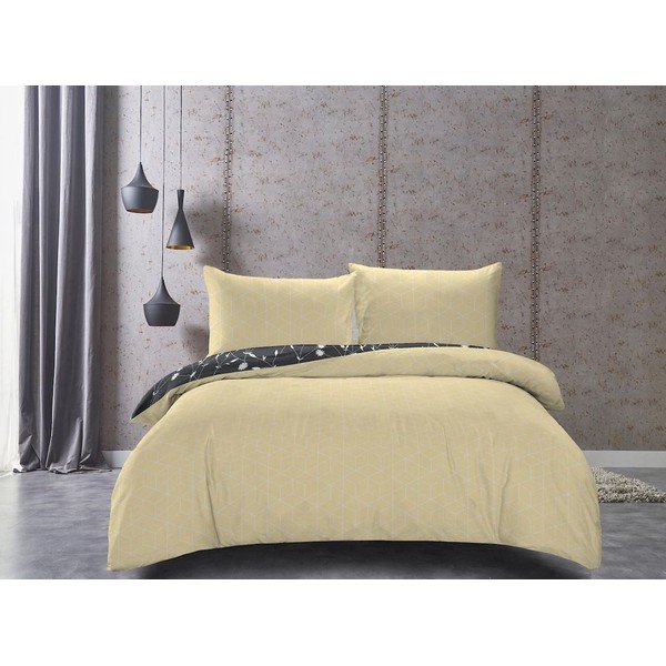 Biancheria da letto singola in cotone giallo-grigio 140x200 cm Dandelion - AmeliaHome-image-2