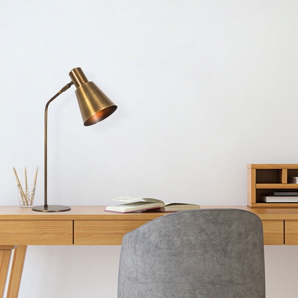 Lampada da tavolo dorata con paralume in metallo (altezza totale 50 cm) Kem – Opviq lights-image-3