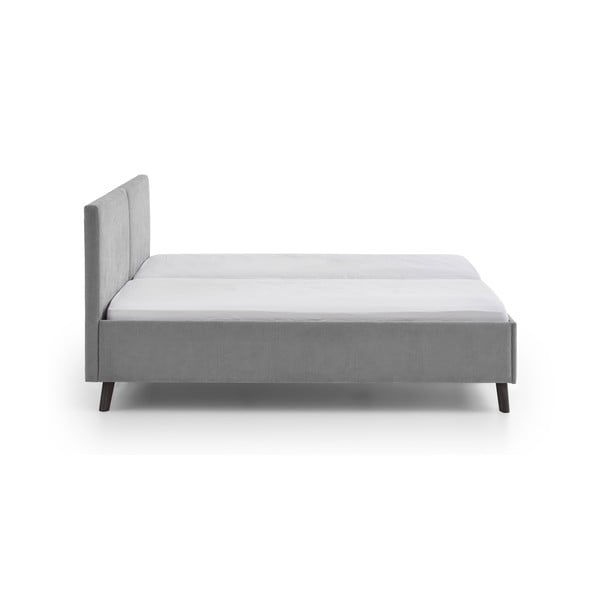 Letto matrimoniale imbottito grigio con rete inclusa 160x200 cm Piano – Meise Möbel-image-2