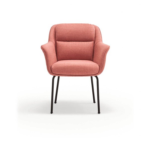 Sedia da pranzo rosa in imbottito con braccioli Sadira – Teulat-image-2