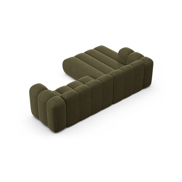 Divano angolare verde (con penisola a sinistra/con chaise lounge) con rivestimento in ciniglia Lupine – Micadoni -image-3