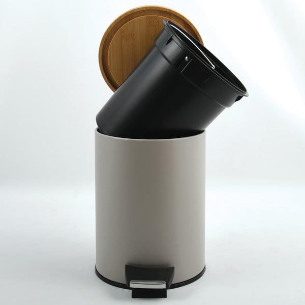 Cestino per la spazzatura grigio tortora in acciaio con pedale 3 l   Adonis – Spirella-image-2