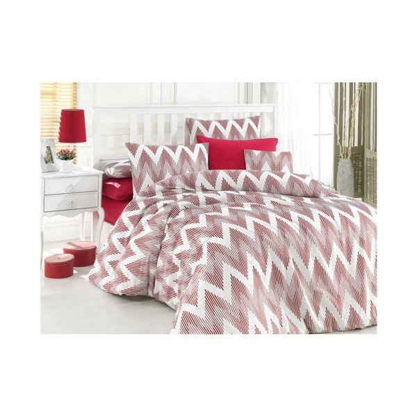 Biancheria da letto matrimoniale in cotone con lenzuolo e 2 federe Krissma, 200 x 220 cm - Mijolnir
