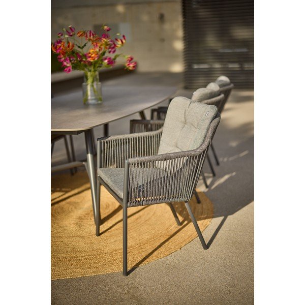 Sedia da giardino in metallo grigio Cairo Rope - Hartman-image-1