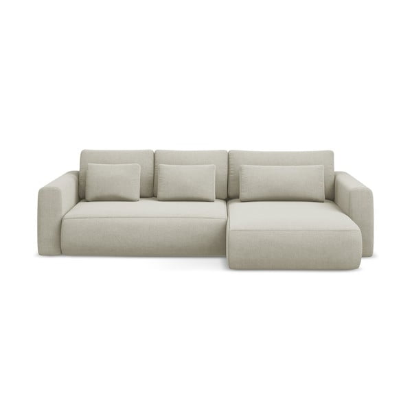 Divano angolare beige allungabile/con contenitore (con penisola a destra/con chaise lounge) Kapua – Makamii