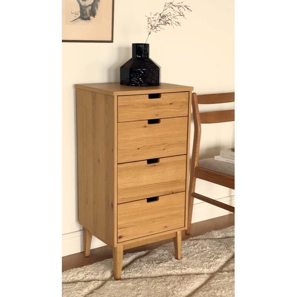 Credenza di colore naturale in rovere massiccio 45x92x38 cm Garrison – Rowico-image-1