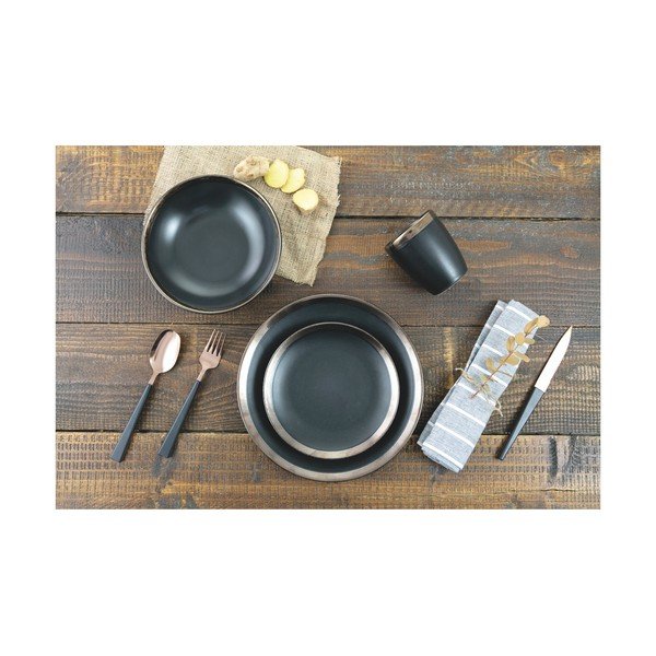 Set di 18 pezzi in gres nero Villa d'Este Naima - VDE Tivoli 1996-image-1