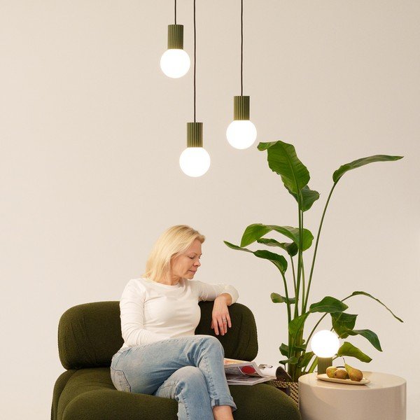 Lampadario verde in vetro opale ø 12 cm Orbital – Sollux-image-1