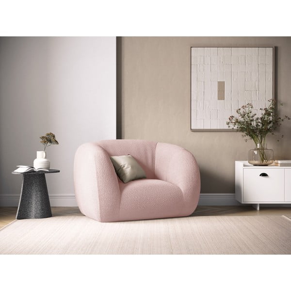 Poltrona rosa chiaro in tessuto bouclé Essen - Cosmopolitan Design-image-1