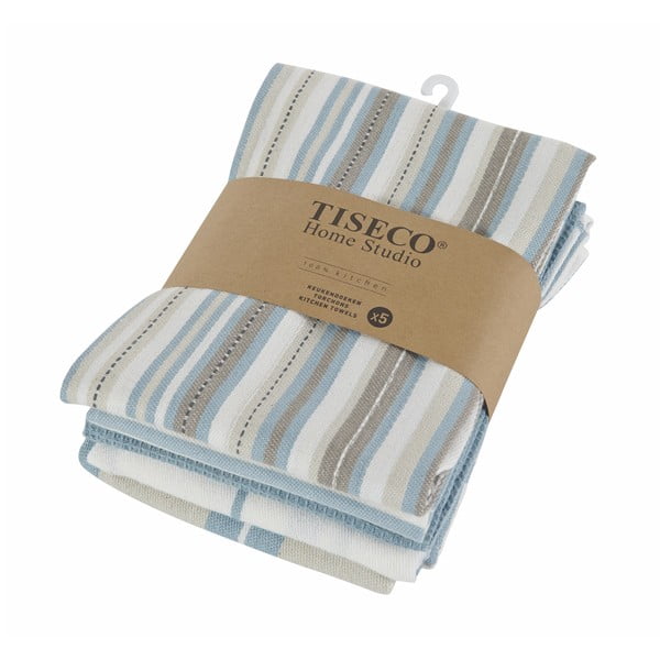 Set di 5 asciugamani in cotone blu , 50 x 70 cm - Tiseco Home Studio