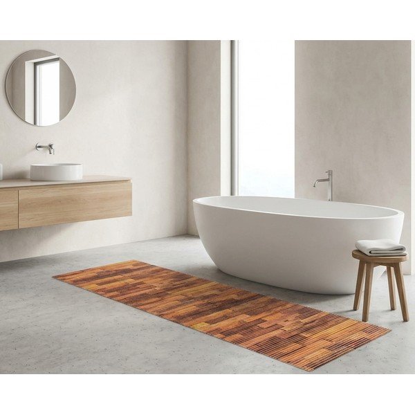 Tappetino da bagno in plastica marrone 65x200 cm Lambris - Wenko-image-1