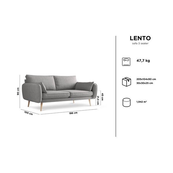 Divano beige , 198 cm Lento - Kooko Home-image-4