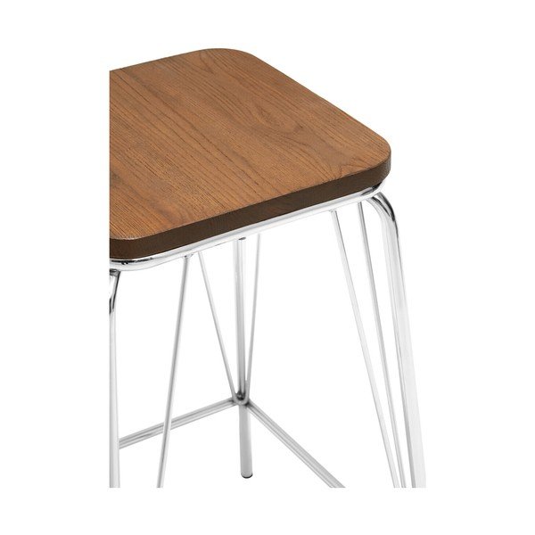 Sgabello argentato/di colore naturale in olmo massiccio District – Premier Housewares-image-4