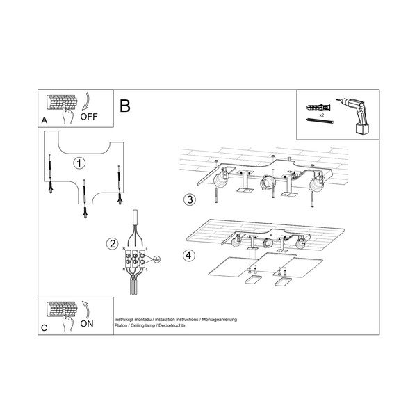 Lampada da soffitto bianca con paralume in vetro 42x40 cm Veronica - Sollux-image-2