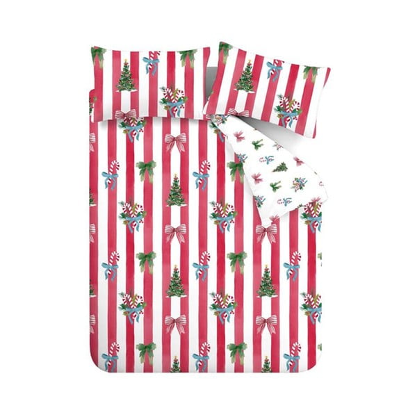 Set copripiumino e federa rosso e bianco per letto matrimoniale 200x200 cm Christmas Stripe – Catherine Lansfield
