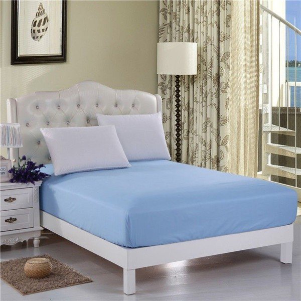 Lenzuolo azzurro non elastico per letto matrimoniale Purreo Lento, 160 x 200 cm - Mijolnir
