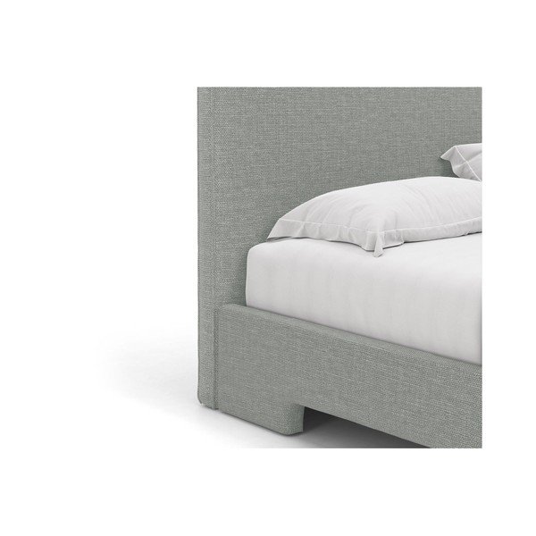 Letto matrimoniale imbottito grigio chiaro con rete inclusa 140x200 cm Eda – Micadoni -image-4
