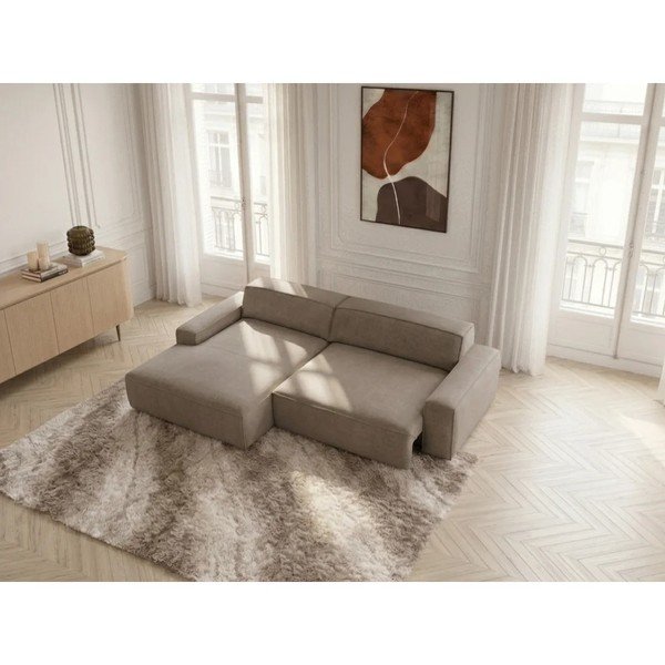 Divano angolare grigio tortora allungabile/con movimento relax elettrico (con penisola a sinistra) Abel – Bobochic Paris-image-4
