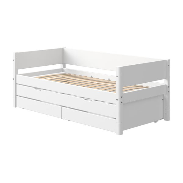 Letto per bambini bianco con letto estraibile aggiuntivo e contenitore, 90 x 200 cm White - Flexa
