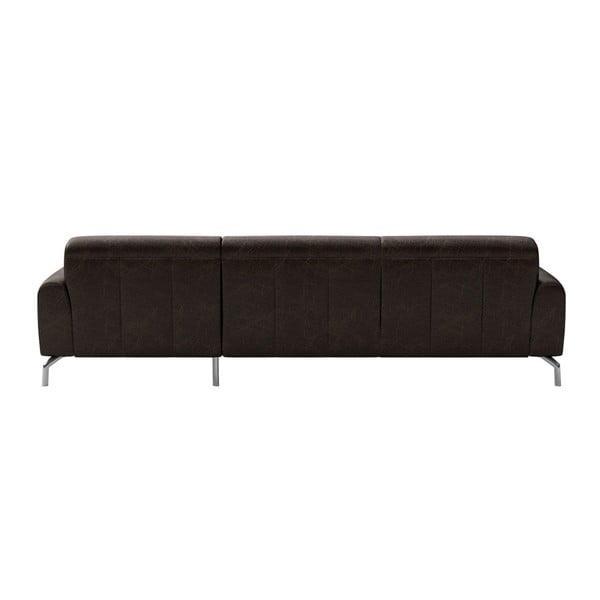Divano angolare in pelle marrone scuro, angolo destro Puzo - MESONICA-image-3