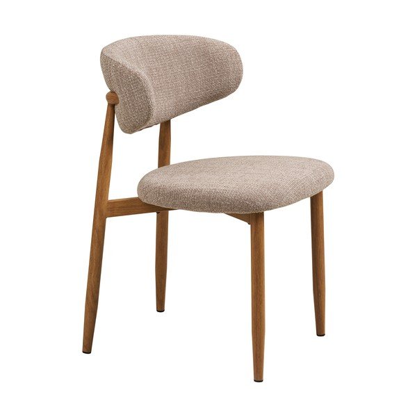 Sedia da pranzo beige/di colore naturale in imbottito Levanto – House Nordic-image-2