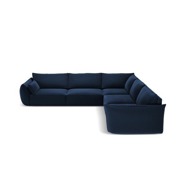 Divano angolare blu scuro con rivestimento in velluto Vanda – Mazzini Sofas
