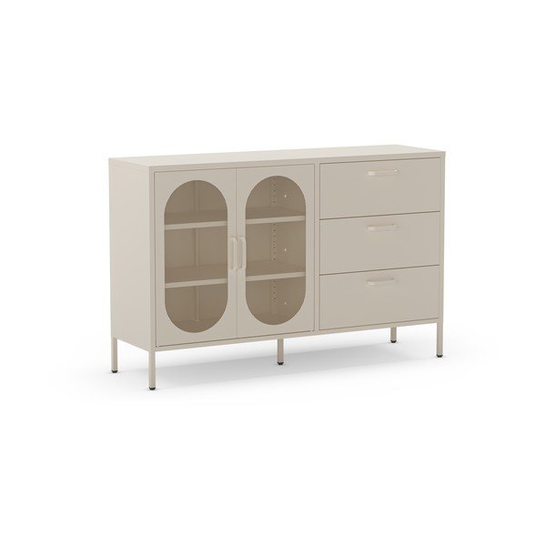 Cassettiera color crema 140x90 cm Diora - Marckeric-image-2