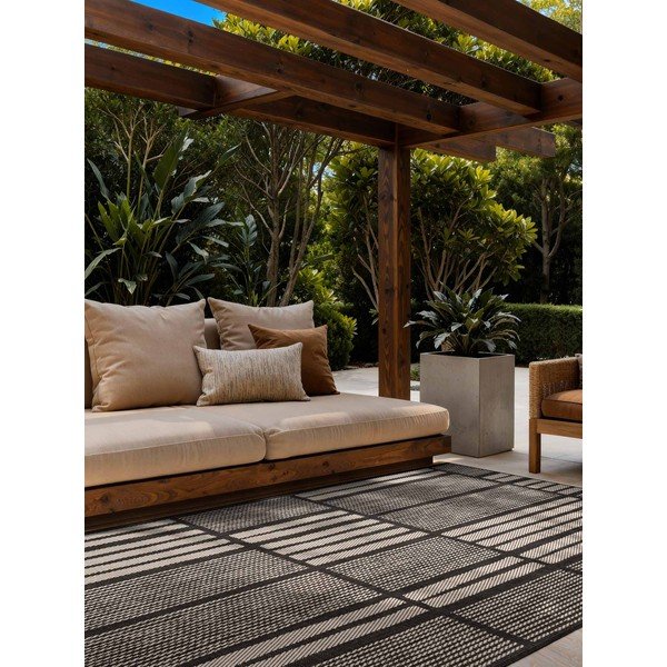 Tappeto da interno/esterno nero/color crema 160x230 cm Haringey Allington – Ted Baker-image-1