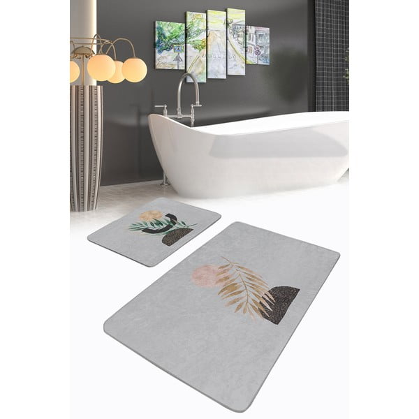 Tappetini da bagno grigi in set da 2 100x60 cm - Minimalist Home World-image-1