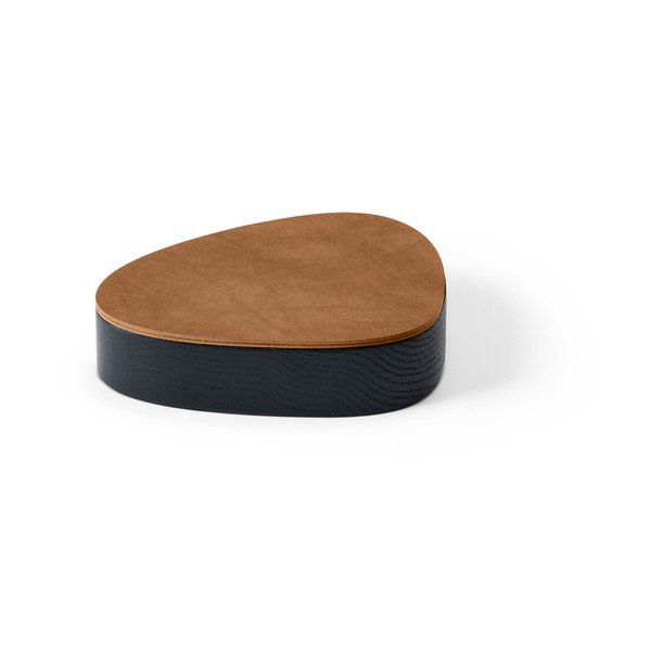 Scatola decorativa con coperchio nera/di colore naturale in legno ed eco pelle 14x12,5x3,5 cm Curve Nupo – LIND DNA