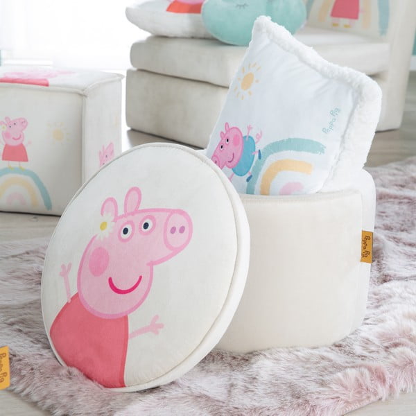 Pouf per bambini in velluto bianco Peppa Pig - Roba-image-1