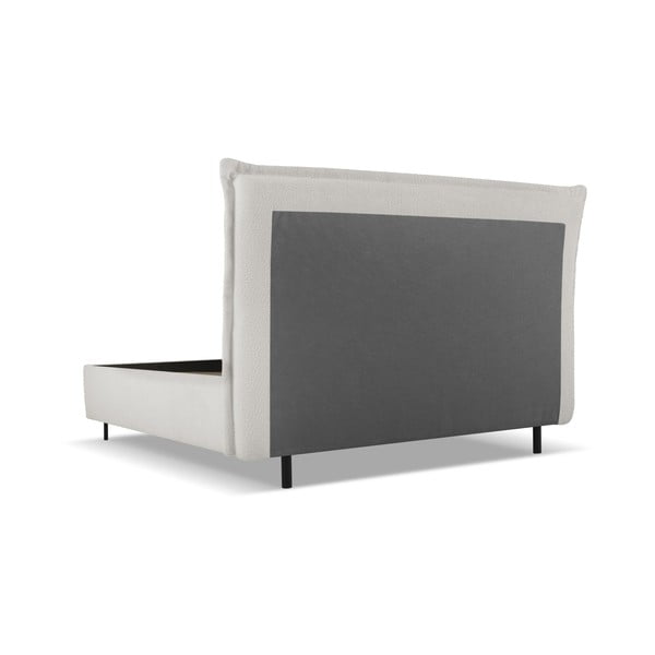 Letto matrimoniale imbottito grigio chiaro con contenitore e doghe 160x200 cm Armie - Milo Casa-image-3