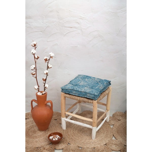 Cuscino di seduta blu con lino , 37 x 37 cm Wild Flowers - Tierra Bella-image-1