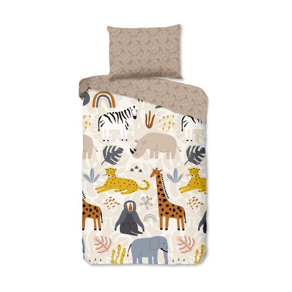Biancheria da letto per bambini marrone chiaro in flanella per letto singolo 140x200 cm Jungle – Good Morning