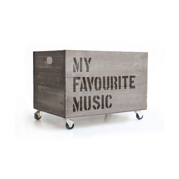 Šedý pojízdný box Really Nice Things Happy Favourite Music