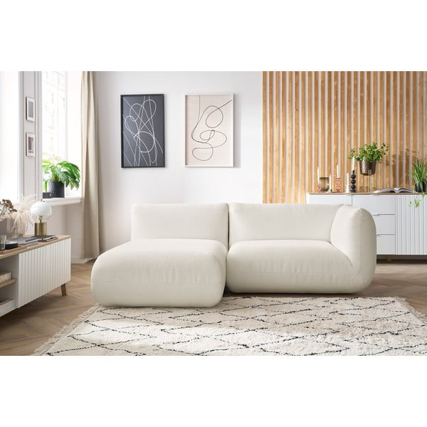 Divano angolare in velluto a coste bianco (angolo sinistro) Lecomte - Bobochic Paris-image-1