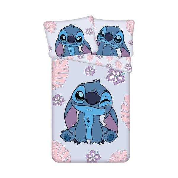 Set copripiumino e federa da bambini blu/viola in cotone per letto singolo 140x200 cm Lilo and Stitch "Cute" – Jerry Fabrics