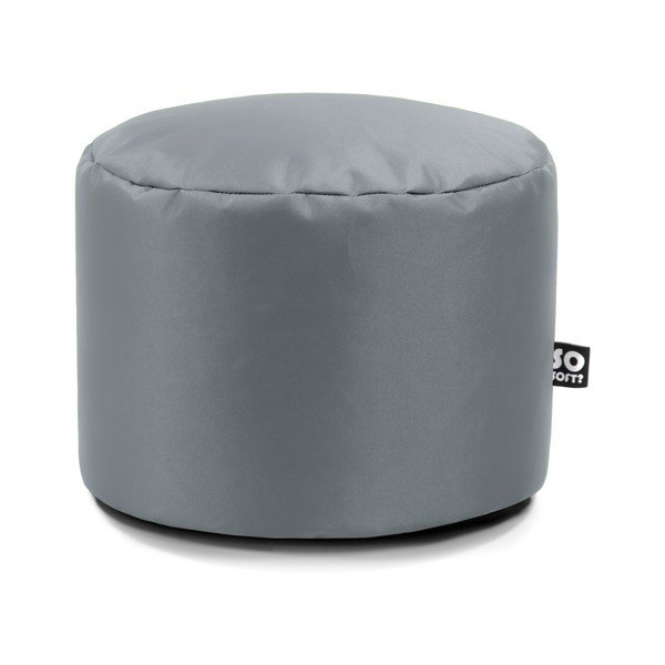 Pouf per bambini grigio con rivestimento in finta pelle Dot M – So Soft?