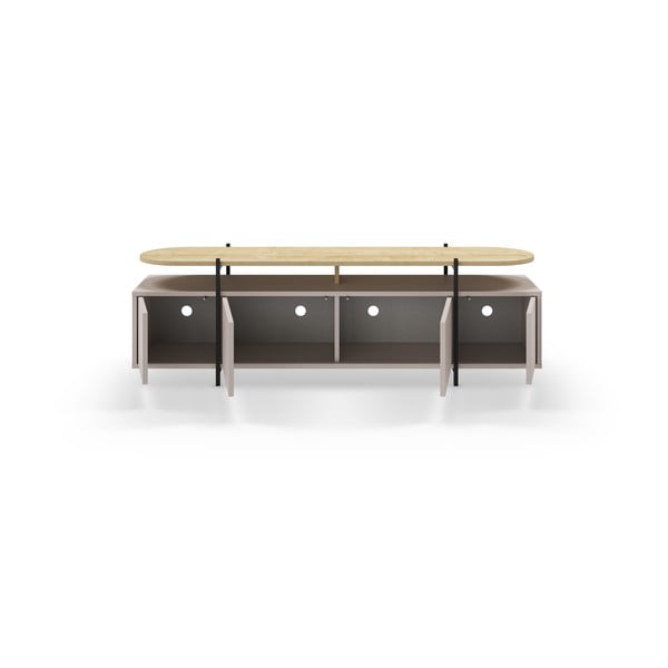 Tavolo TV grigio e beige in rovere 160x48 cm Hinoa - Marckeric-image-3