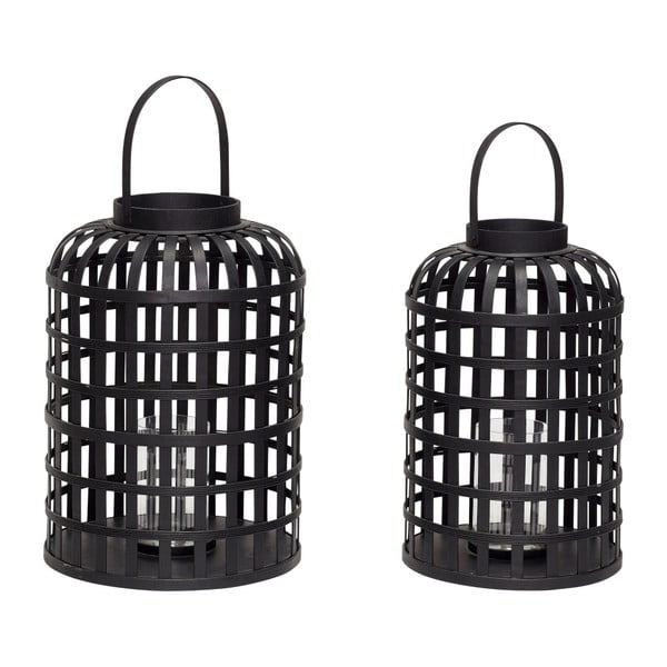 Set di 2 lanterne di bambù nero Bamboo Garo Grid - Hübsch
