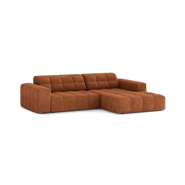 Divano angolare color terracotta (con penisola a destra/con chaise lounge) con rivestimento in ciniglia Chicago – Cosmopolitan Design-image-1