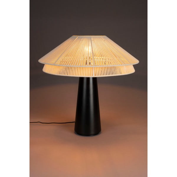 Lampada da tavolo bianca e nera con paralume in tessuto (altezza 62 cm) Elon - Dutchbone-image-1