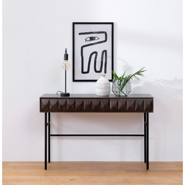 Consolle nera effetto rovere 39x117 cm Latina - Unique Furniture-image-1