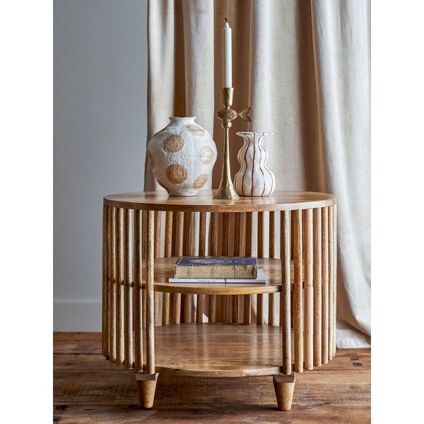 Tavolino da salotto rotondo di colore naturale in mango massiccio ø 60 cm Sali – Bloomingville-image-1