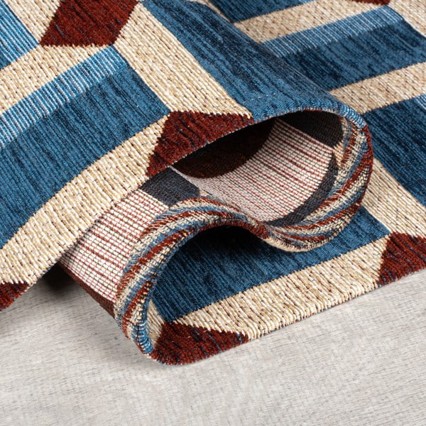 Passatoia blu 60x230 cm Lennox Geometric - Flair Rugs-image-2