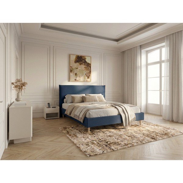 Letto matrimoniale imbottito blu con griglia 160x200 cm Sary - Bobochic Paris-image-1