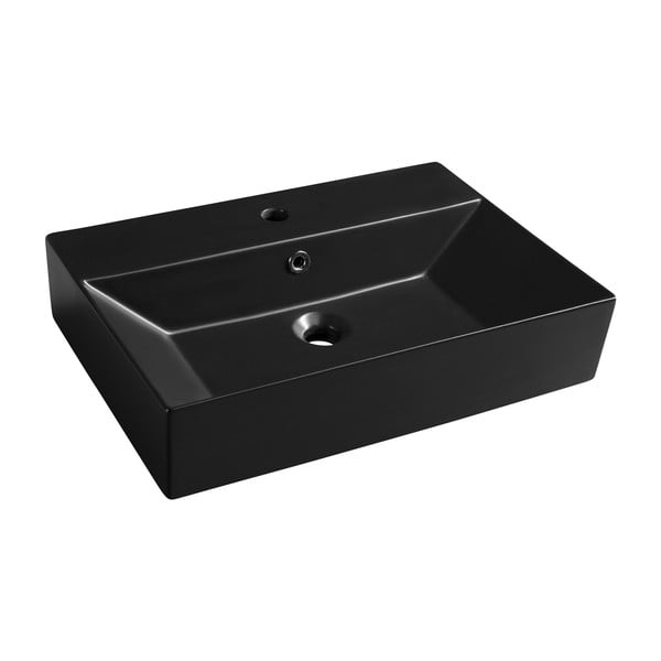 Lavabo nero in ceramica 60x42 cm Sistema – Sapho