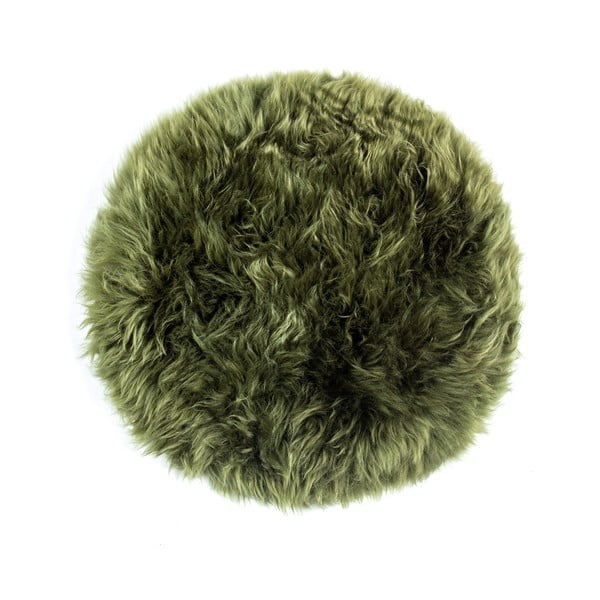 Cuscino in pelle di pecora verde scuro per sedia da pranzo Zealand Round, ⌀ 35 cm - Royal Dream